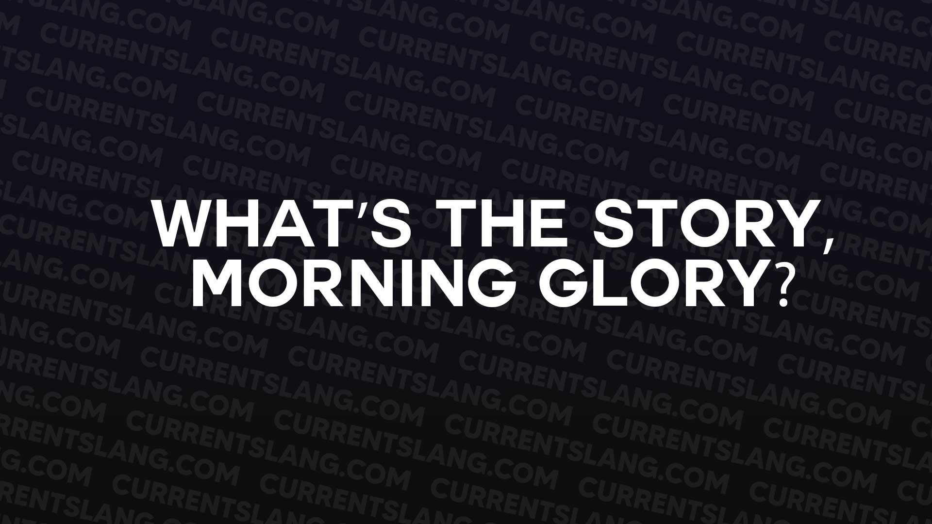 title image for What’s the story, morning glory